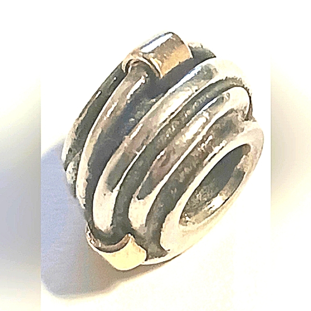 Pandora Sterling Silver and 14k Gold Retired Twisted Rope Charm